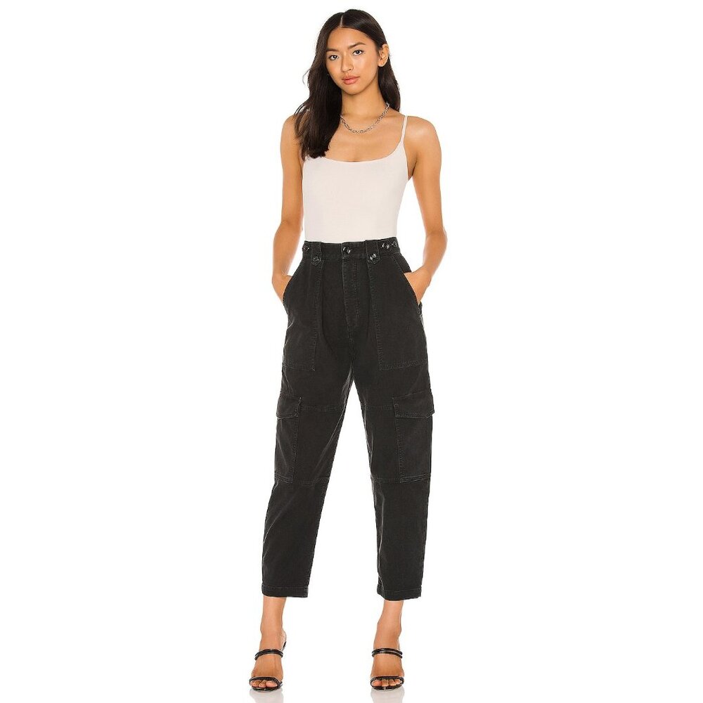 AGOLDE Washed Black MILA UTILITY Balloon Cargo Cropped Barrel Jeans Pants 25 - Picture 3 of 8